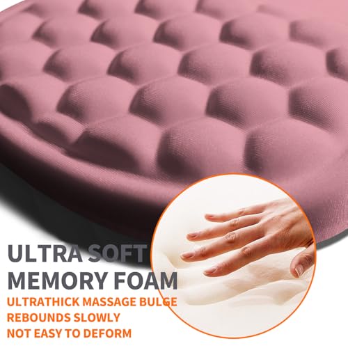 Image of Ergonomic Joint Wrist Support Mouse Pad with Memory Foam Cushion Massage Bump, Carpal Tunnel Pain Relief Mousepad Slope Design for Wrist Rest, 11.8x7.9 in, RosyBrown