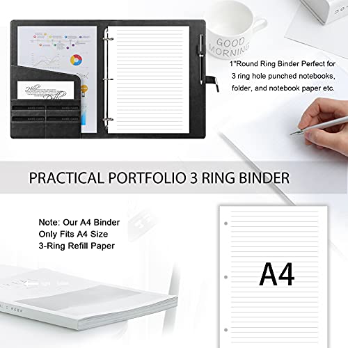Toplive Padfolio Portfolio Folder 3 Ring Binder Business Padfolio Letter A4 Size Document Organizer For Interview Conference Resume,Grey #TOP3