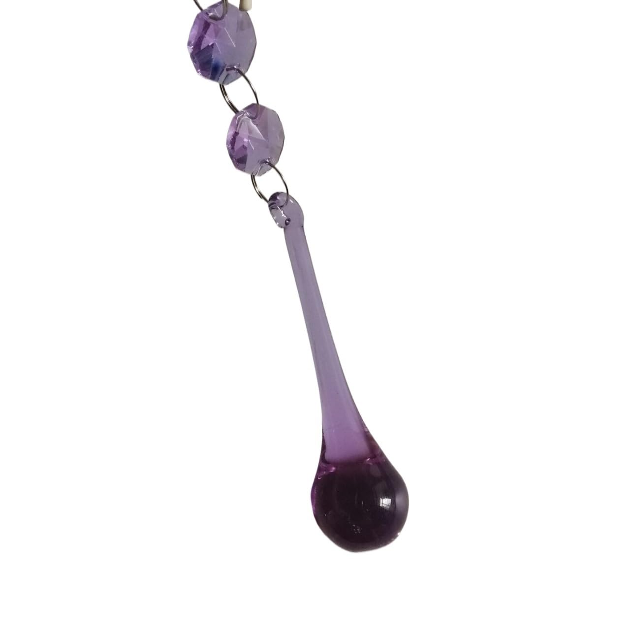 5pcs 135mm Raindrop 80mm Crystal Pendant Prisms w/2 Octagonal Beads Garland Chandelier Lamp Part Wedding Centerpiece Hang(Purple)