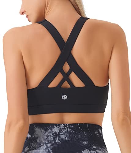 Running Girl High Impact Sports Bras For Women, Criss-Cross Back Padded Strappy Sports Bras Workout Top #TOP18