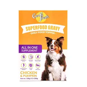 Goofy Tails Wet Food Meal Topper for Dogs - 3 Pouches per Pack (3 x 100g) | All Natural Wet Food for Dogs - Chicken and Pumpkin | Natural Human Grade Grain Free Superfood for Dogs | 300 gm