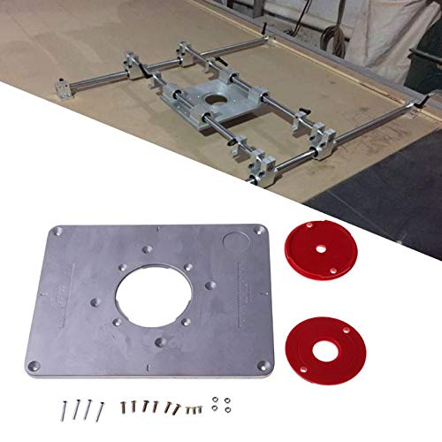 Aluminum Alloy Router Table Insert Plate with Router Insertion Ring and Install Screws for DIY Woodworking Engraving Machine Benches (Size:300mm x 235mm x 9.5mm)