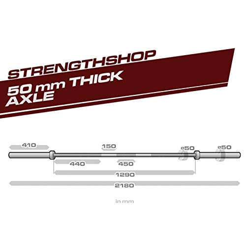 Strengthshop Axle - Barra de pesas (50 mm de grosor, 20 kg - 2,2 m, soporta hasta 450 kg)