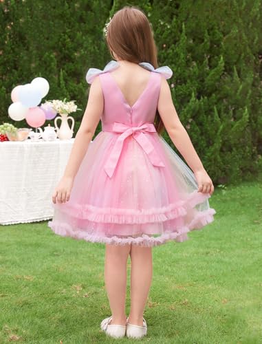 Image of IMEKIS Toddler Kids Girls Sparkle Sequins Tulle Party Dress, Wedding Formal Birthday Tea Party Dresses 2-8T