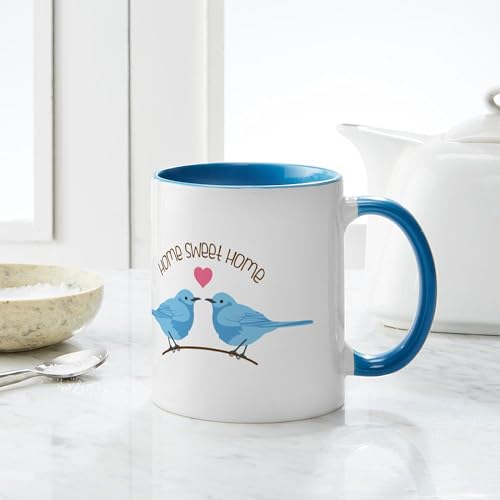 Taza de cerámica 11 oz Blanca con interior azul miniatura 6