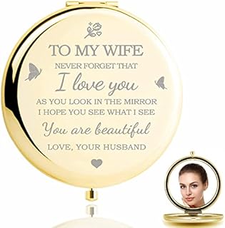 HZJ-AIGO Gifts for Wife,Gifts For Her-I Love You Wife Gift Compact Mirror-Romantic Gifts for Her Birthday,Wedding Anniversary,Valentines Day,or Christmas (Gold)