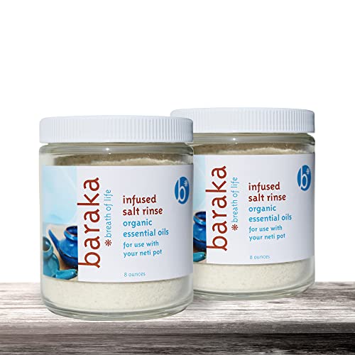 Baraka Infused Sea Salt - Neti Pot Salt For Sinus Rinse & Nose Cleaner, Essential Oil Infused Neti Salt, Nasal Salt W/ Virginia Cedarwood, Palmarosa, Green Myrtle, Fir Balsam & Rosemary, 8 Oz (2 Pack) #TOP5