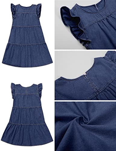 Image of luvamia 2025 Denim Dress for Women Summer Babydoll Sleeveless Ruffle Sleeve Mini Dresses Loose Flowy Swing Pleated Dress