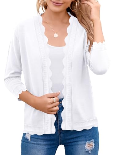 BeautyNee Women's 3/4 Sleeve Summer Cardigan Lightweight Open-Front Cropped Knit Shrug Sweater Casual Spring Shirts