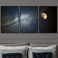 3 Piece Framed Canvas Wall Art Lunar Eclipse Canvas Prints Home Artwork Decoration for Living Room,Bedroom - 16