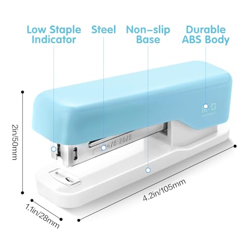 Image of M&G Desktop Stapler, Basic Office Stapler with 1000 Staples, 20 Sheet Capacity, Portable Small Desk Staplers for School Home Office (Blue)