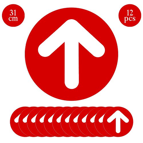 Flechas Adhesivos para Suelo,TAOPE 12 Pack Etiquetas de Piso de Distancia Social, Pegatinas de Dirección Stand Here para Guía de Control de Multitudes Restaurantes Hospitales + Raspador