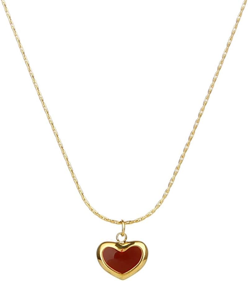 XFSRG Collar de Corazón Dorado para Mujer Cadena de Plata con...