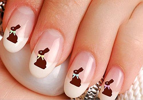 40 Easter Chocolate Bunny Nail Art Decal Sticker Set