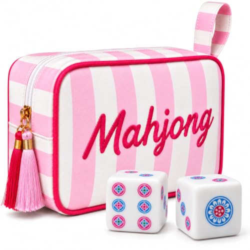 Mahjong Tile Bag with 2 Dice, Case for 166 American Mahjong Tiles(1.2")