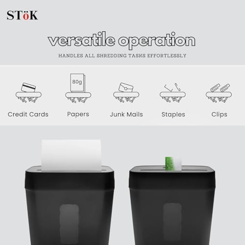 Image of SToK (ST-25CC) 8-Sheet Cross-Cut Paper Shredder for Home & Office, P-4 High Security Level, Quiet Credit Card Shredder with Jam Proof System, 15 Liter Bin Capacity (One Year Offsite Warranty)
