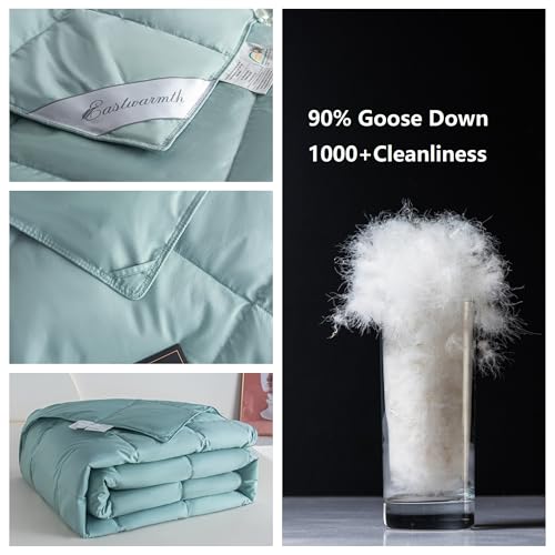 Lightweight Goose Down Comforter Blanket Duvet for Summer/Warm Weather,Ultra Soft Fabric, Lake Blue King Size by Eastwarmth - Used condition - Image 3