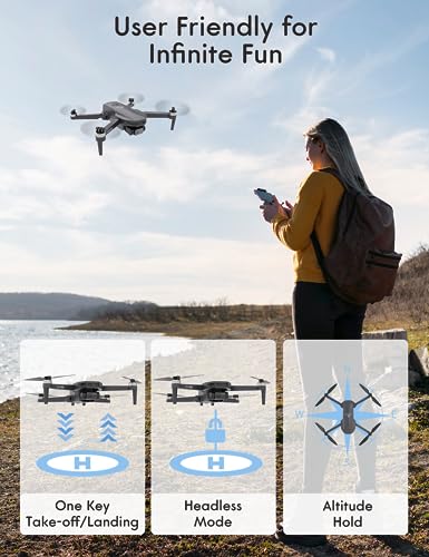 Drone GPS com câmera para adultos 4K, 249 g 2 eixos Gimbal RC Video Drone para iniciantes com alcanc