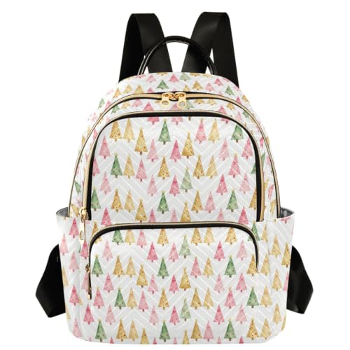 Mochila de 2 bolsillos grandes ligera con diseño árboles acuarela para mujer