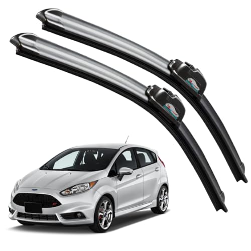 Image of Frameless Rubber Car Wiper Blades Set of 2 Compatible with (Fiesta New (2018-Till Date) (D-22,P-16))