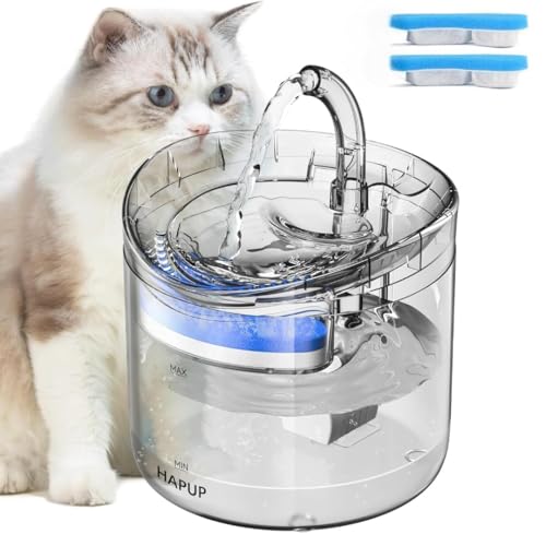 Image of iPettie Neverland Cat Water Fountain with LED Light, 67oz /2.0L, Ultra Quiet Drinking Waterer, Automatic Filtered Water Dispenser, Water Purifier for Pets, (Transparent)