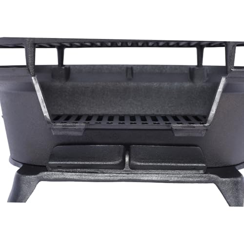 Cast Iron Hibachi Grill – Portable Charcoal BBQ for Outdoor Cooking, Durable Tabletop Skillet, Compact Camping Charcoal Cooker for Tailgating, Picnics & Hunting (Oval) - Image 7