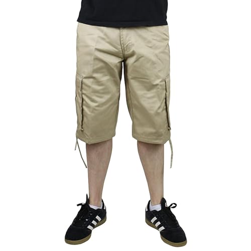 Access Men's Solid Color Cargo Shorts with Removable Drawstring