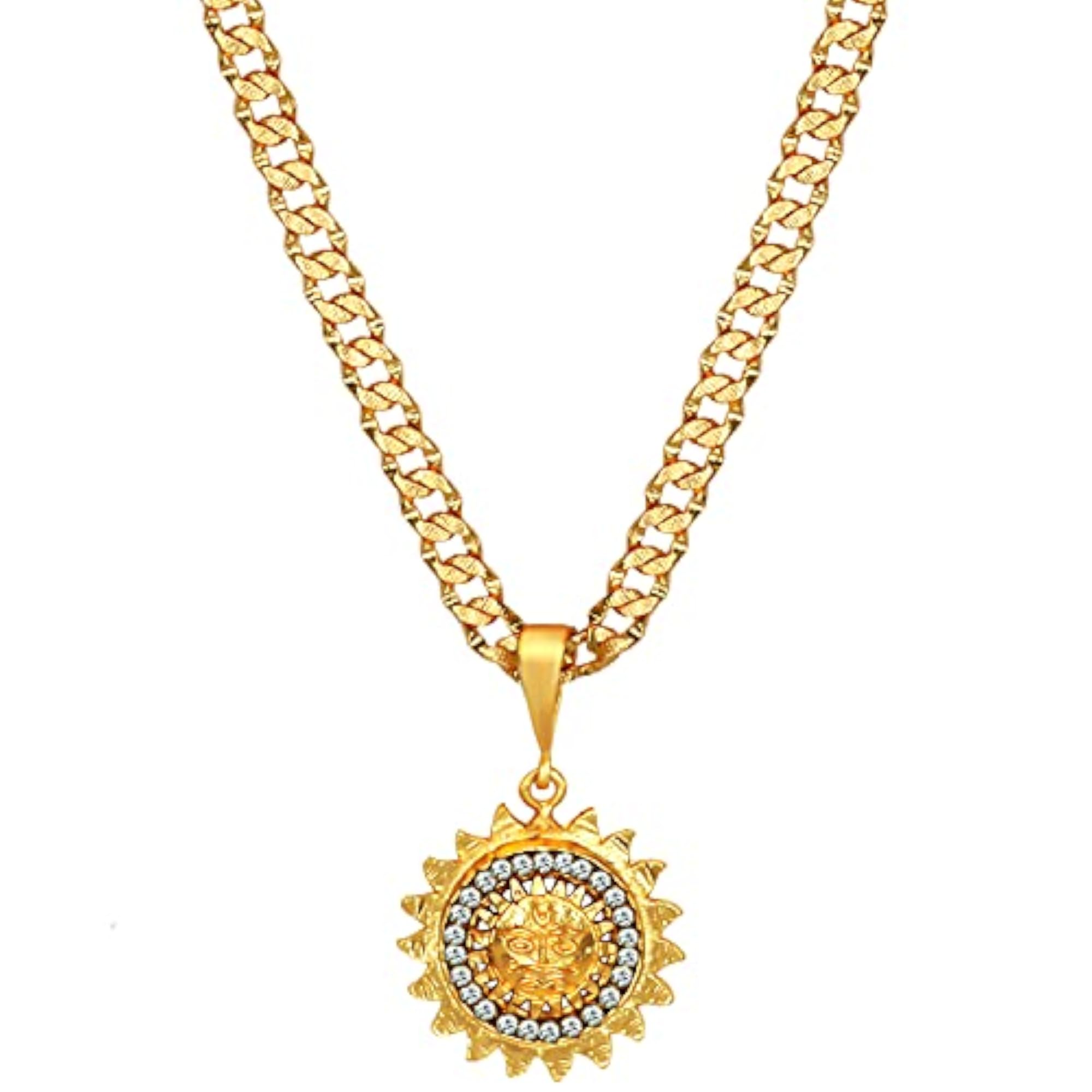 Men's Gold Plated Chain Locket Pendant Necklace