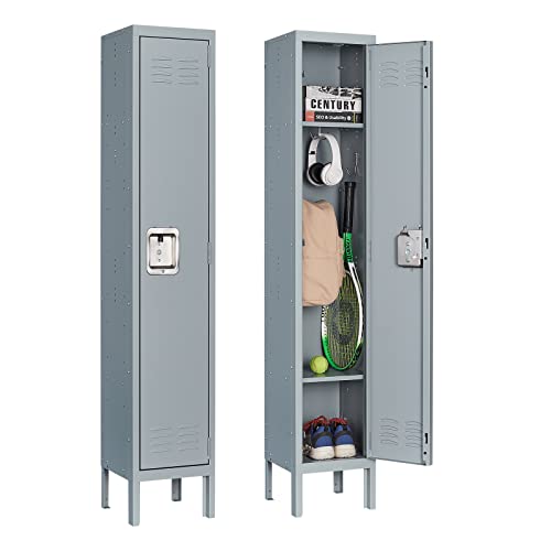 Image of Metal Locker for Home, Dressing Room, Gym, 65.98 inch Steel Storage Lockers for Employees, Lockable Locker Cabinet with 1 Door (Grey)