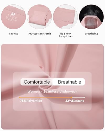 Image of LEVAO Seamless Underwear for Women No Show Ice Silk Bikini Breathable Hipster Wavy Sides Invisibles Panties 7 Pack S-XL