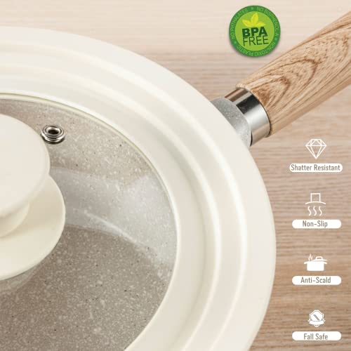 J&C Life Universal Lids For Pots, Pans & Skillets (Set Of 2) – Fits 7, 8, 9, 10, 11, 12 Inch Pots And Pans, Tempered Glass Heat Resistant Silicone Frying Pan Lid, Dishwasher Safe, Replacement Lid #TOP2