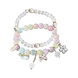 Colores Pulsera 2 Pequeña Pulsera Joyería Niñas Recién Nacido Bebé Pulseras Para Bebé Niñas Pulseras y Niñas Niñas Regalos Para Adolescentes Para 8 Perla (B, One Size)