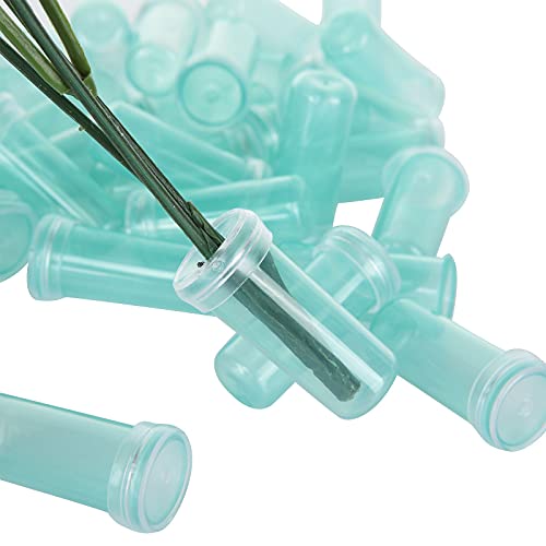 400-Pack Floral Water Tubes for Flower Arrangements, 1.6 Inch Flower Water Vials with Caps, Plastic Rose Water Tubes for Milkweed Stem Cuttings Arrangements, Blue (0.7 Inch Opening)