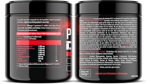 Pre Workout Demon - Complément puissant pré-entrainement avec créatine, caféine, bêta-alanine et glutamine (Fruits Rouges, 360g) – Image 6