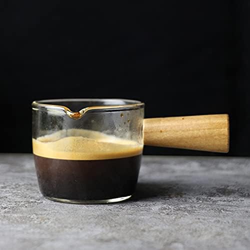 Thickened Glass with Wooden Handle Espresso Cup Mini Milk Cup Espresso Cup (100ML)