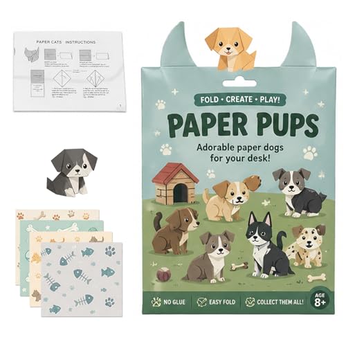 Origami Paper Craft Kit Origami Dogs Paper Crafts for Adults & Kids - DIY Paper Origami Kit Desk Decoration Gift for Dog Lovers | 50 Sheets