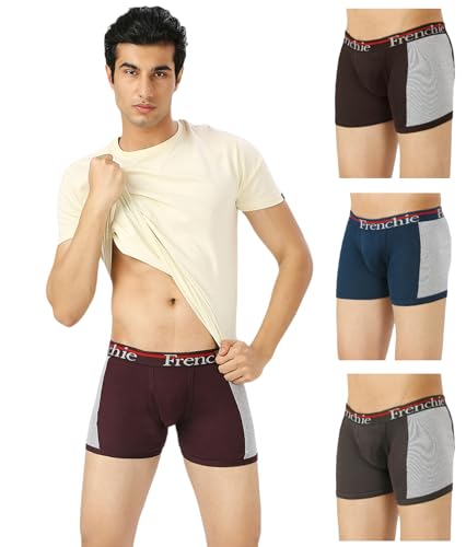 Image of Frenchie Ace Men's Cotton Rib Trunks in Stretchable, Breathable Innerwear Trunks