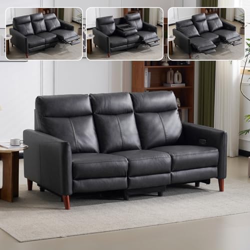 Kennkari リクライニングチェア 3人掛け 電動 PU レザー 幅182cm 左右独立調節 156° 電動リクライニングソファー 電動ソファ 3P オットマン一体型 三人掛け 映画用 ボタン操作 USB+Type-C充電口付き テーブル付き カップホ