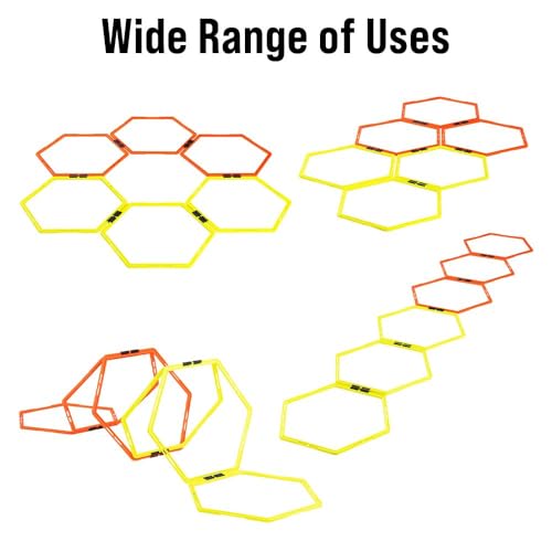 Japard Hex Agility Rings for Speed Training & Agility Footwork Training Speed Hurdles Ladder with Carrying Bag (Six (6) Rings)