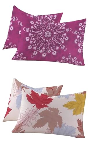 Image of RD TREND Glace Cotton Assorted Pillow Cover Set of 2 (4 Pcs) - Premium 210 TC, Standard Size 18 inchx28 inch | Soft & Breathable Floral Printed Design for Bedroom |Multi 2