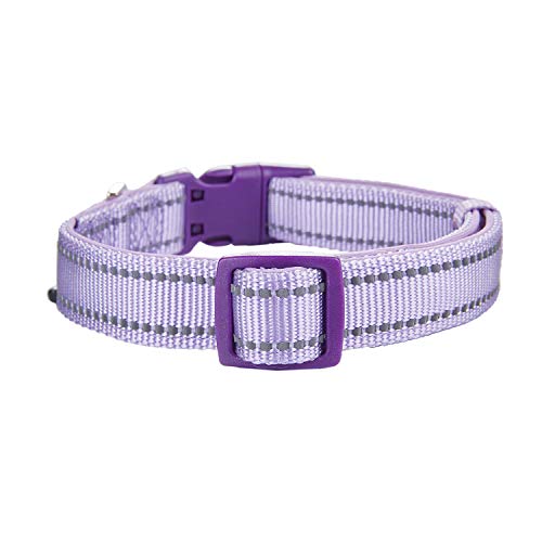 Yudote Reflective Nylon Padded Dog Collar Adjustable Soft Pet Collars With Quick Release Buckle For Small Medium Large Dogs (Lavender, 17-26 Inch) #TOP2