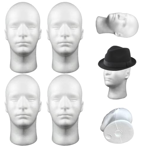 Tête de mannequin homme en mousse x4 blanche de 11 pouces pour perruque