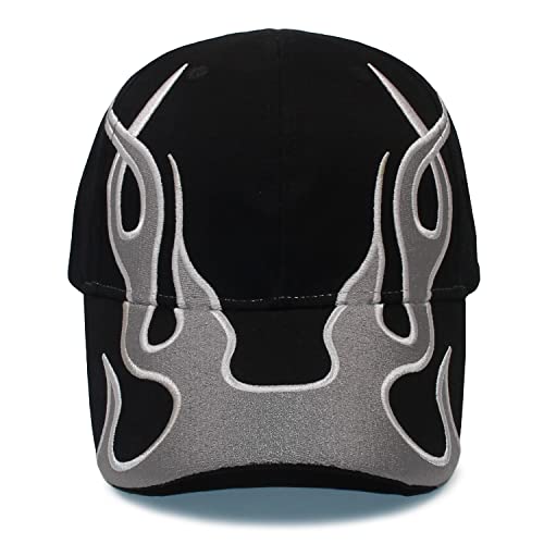 Image of Flame Baseball Cap Fashion Accessories Hip Hop Outdoor Sports Cap Dad Hat Trucker Caps for Adult Men