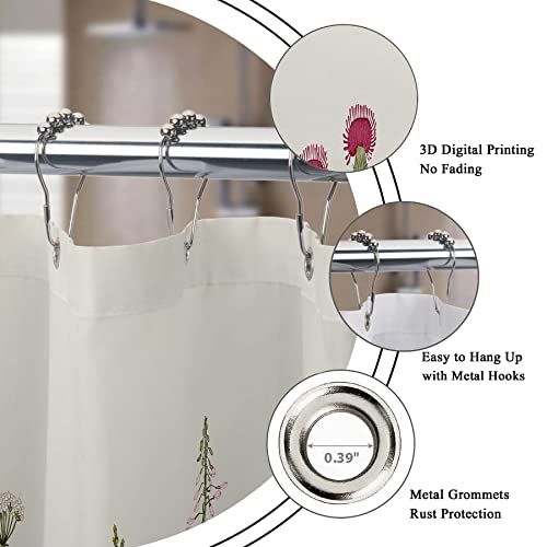 Riyidecor Clawfoot Tub Extra Wide Shower Curtain 180Wx70H Inch Wrap All Around Circular Round Floral Wildflower Botanical Tulip Plants Ivy Herbs Decor Bathroom Polyester Waterproof Metal Hooks 32 Pack #TOP2
