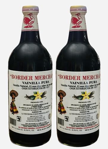 Border Merchant Vainilla Pura Mexicana Authentic Mexican Pure Vanilla Extract Glass Bottles 31oz 2Pk