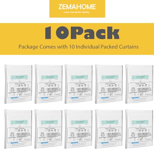 Image of ZEMAHOME 10 Pack PEVA Plastic Shower Curtain Liner Premium Light Weight 72 inch x 72 inch Clear Bathroom Shower Showroom Curtain Liner with Rustproof Metal Gromments and Weighted Magnet
