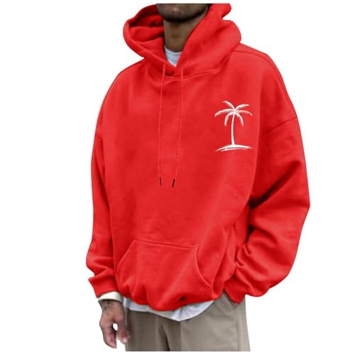 Sweat à capuche rouge hommes taille M imprimé palmier cocotier 2025