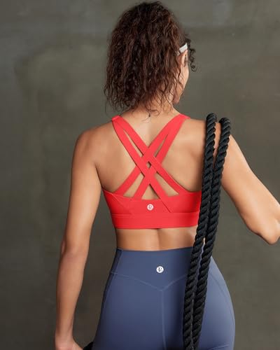 Image of RUNNING GIRL Sports Bra for Women High Support,Strappy Running Supportive High Impact Sports Bras with Sewn in Pads