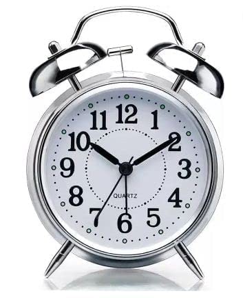 Pm mart Vintage Twin Bell Table Alarm Clock with Night LED Light Heavy Slippers Extra Loud Alarm Clock Ideal for Student and Kids Bedroom (Silver Clock) (B0CTYH8LDJ) Amazon Price History, Amazon Price Tracker