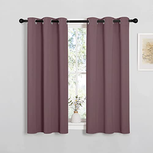 Image of NICETOWN Bedroom Curtain Panels Blackout Draperies, Dry Rose, 1 Pair, 34 by 45-inch, Thermal Insulated Solid Grommet Blackout Curtains /Drapes
